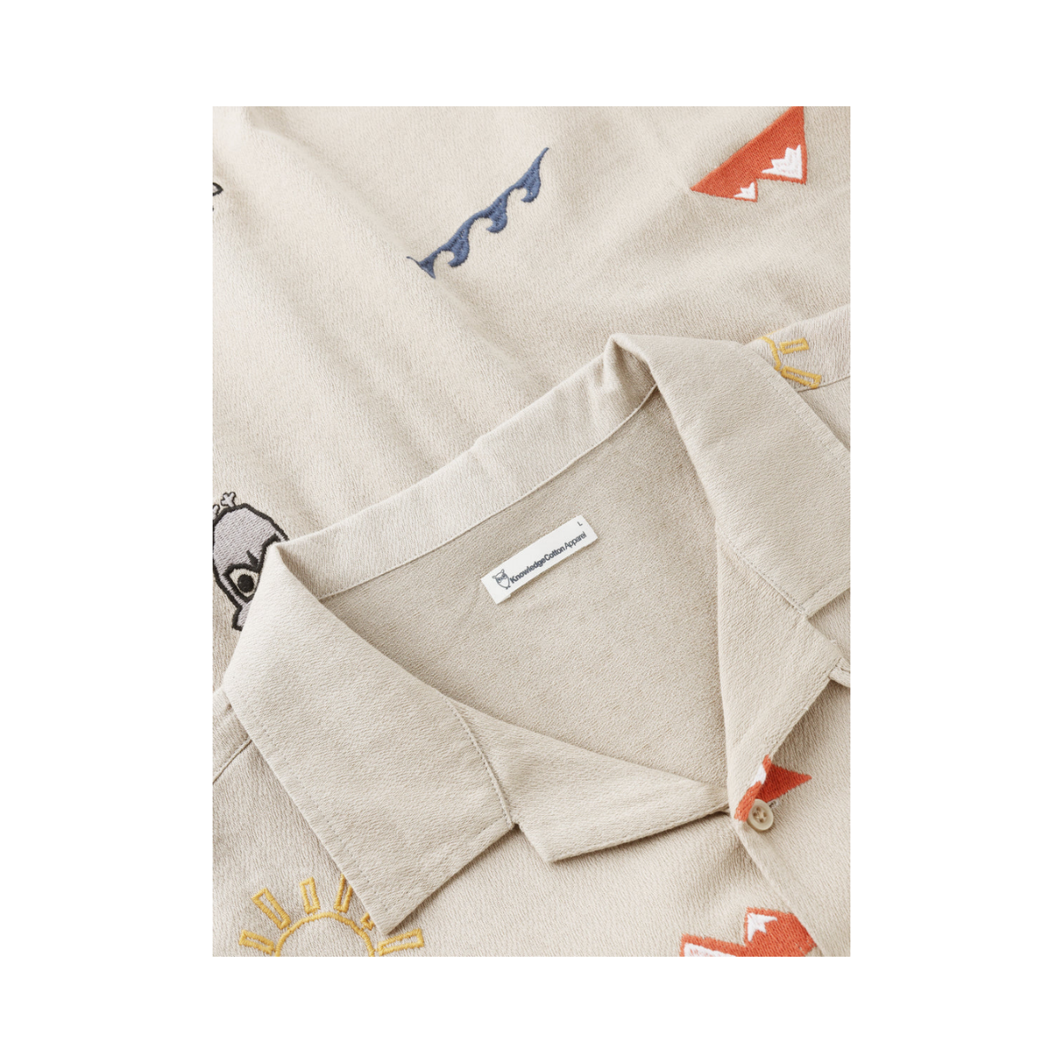 Organic Cotton Embroidery Shirt - Light feather gray