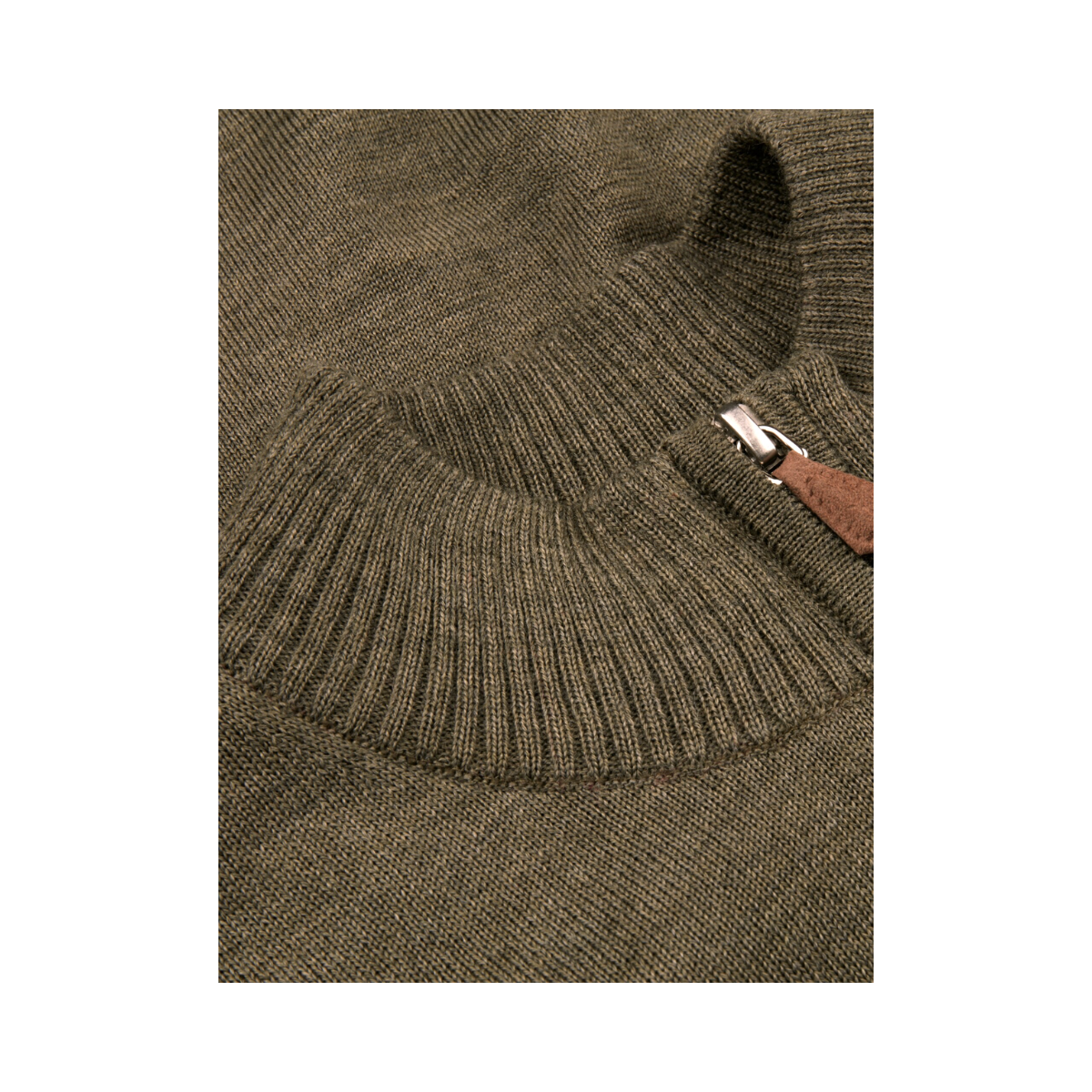 Sweater Knitted Half Zip Merino - Green