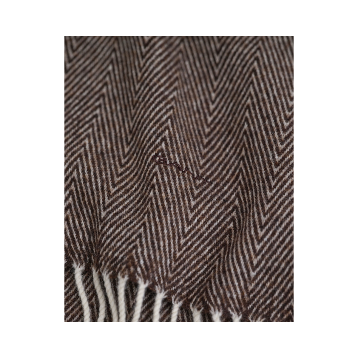 Wool Herringbone Scarf - 202 Deep Brown