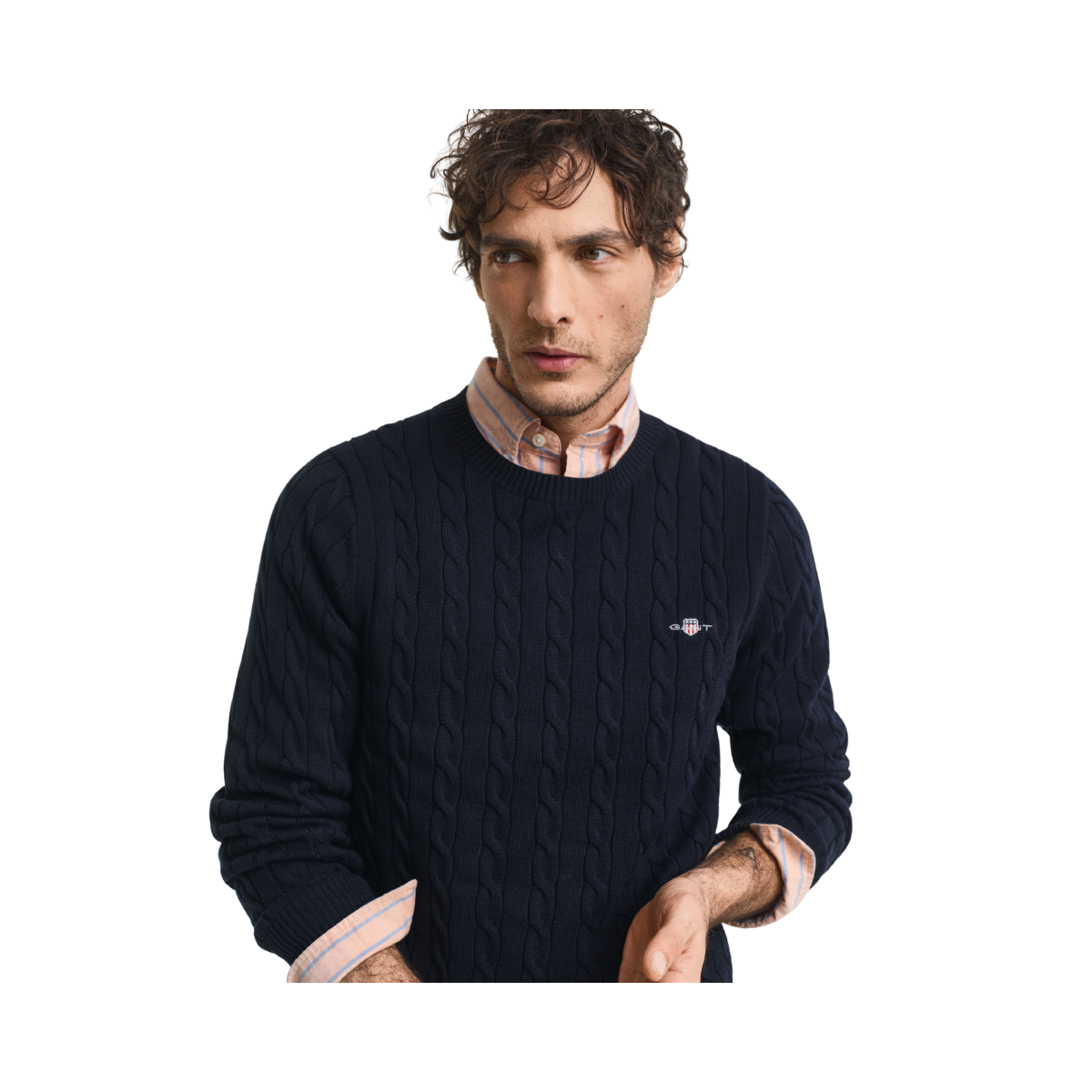 Cotton Cable C-Neck - Evening Blue