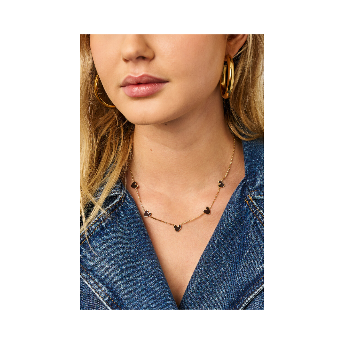Necklace with Brown Heart - Gold