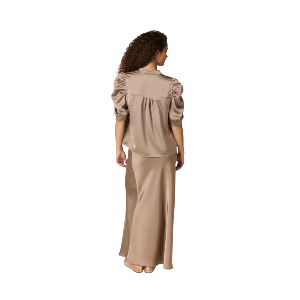 Roella Heavy Sateen Blouse - Dark Taupe