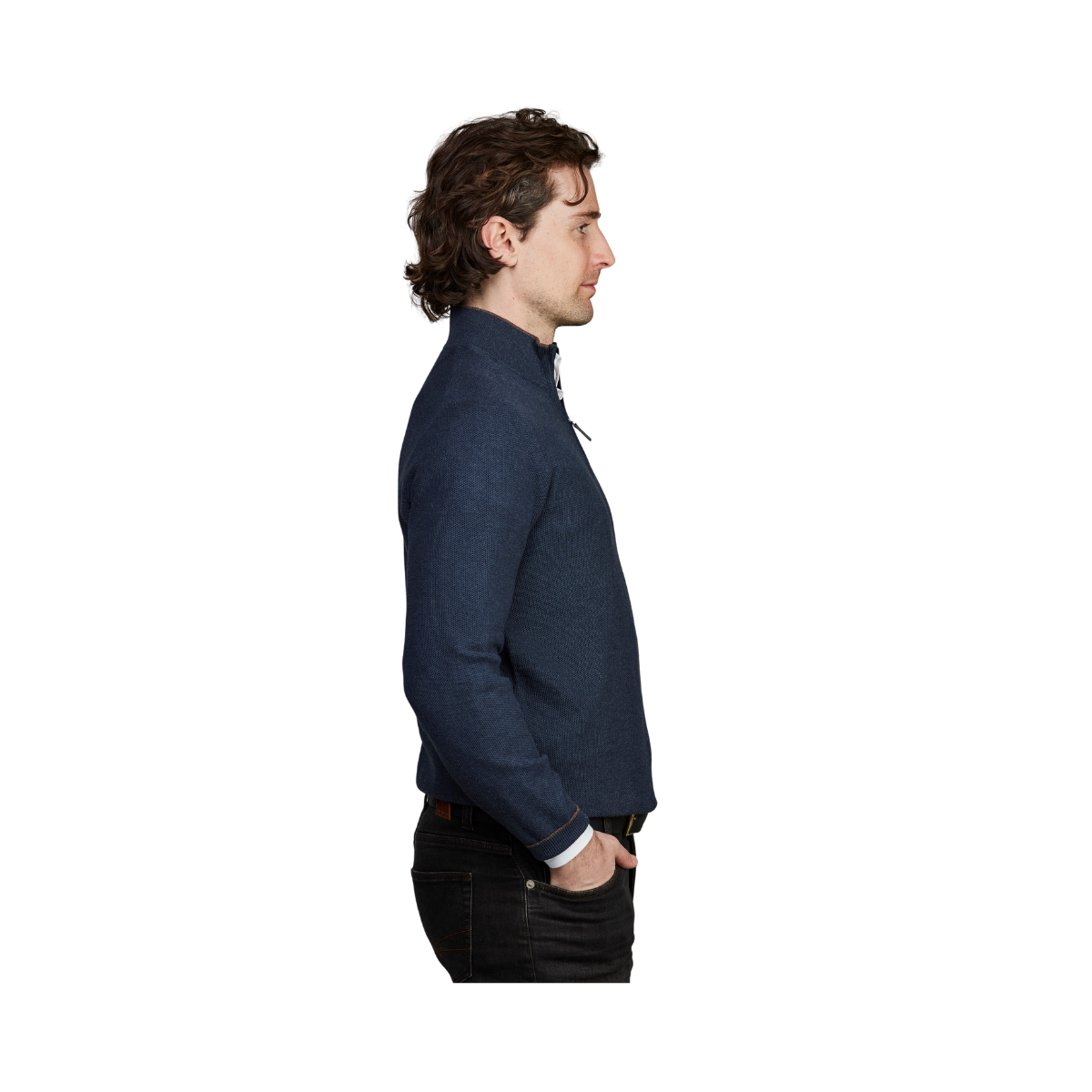 Half Zip Structure Knit - Dark Blue