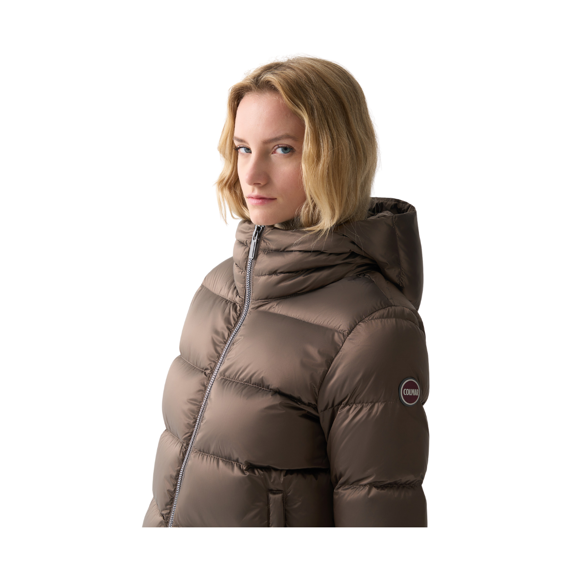 Ladies Down Jacket with Detachable Hood - Dark Yam