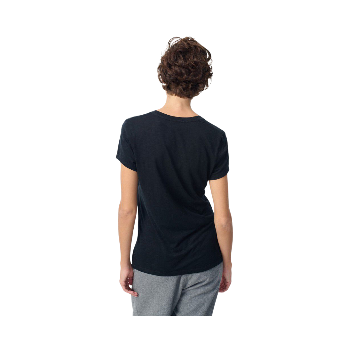T-Shirt Droit Mc Col U - Noir