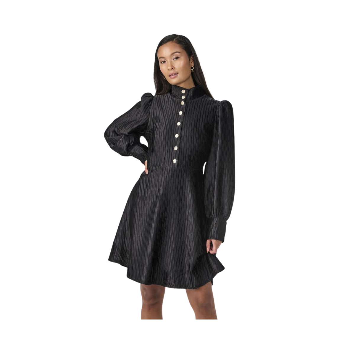 YASRipple LS Dress - Black