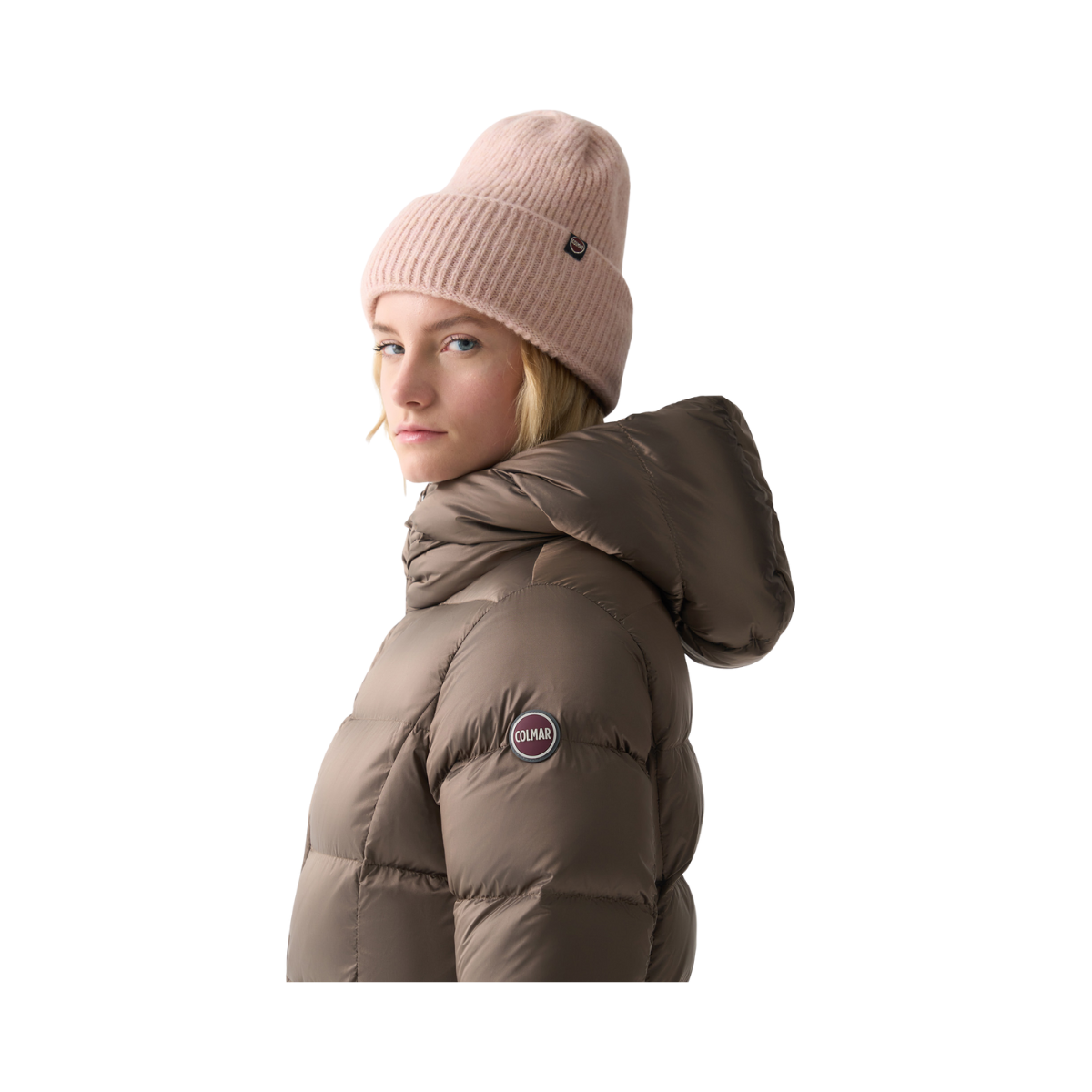 Ladies Long Down Jacket with Hood - Dark Yam
