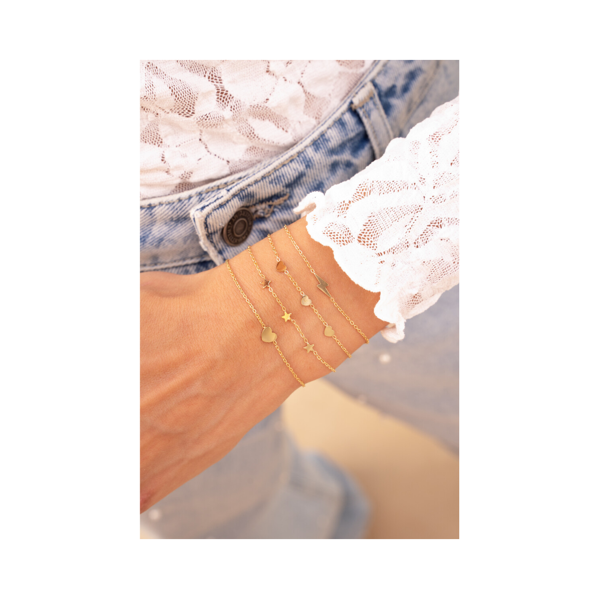 Bracelet With Three Hearts Graduation - Gold