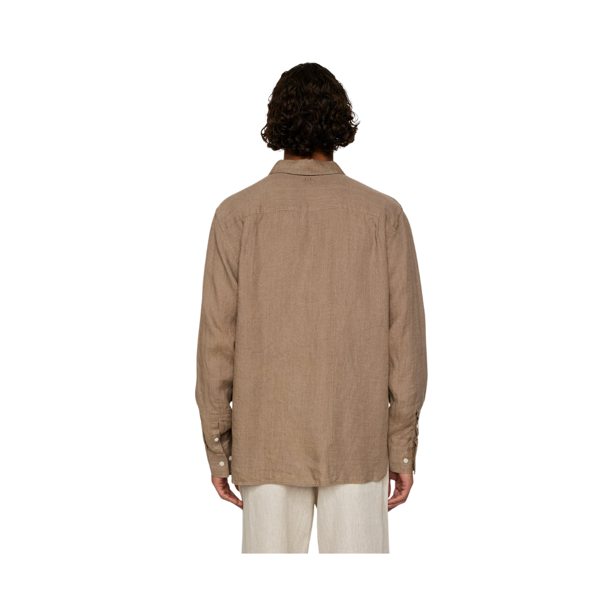 Reg LS Linen Melange Shirt - Sepia Tint