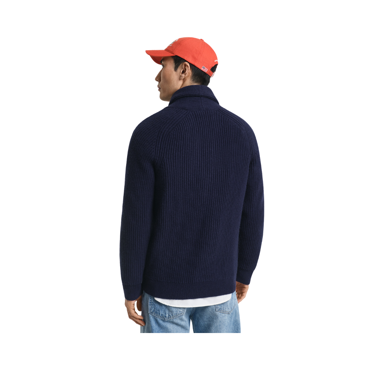 Wool Blend Shawl Collar Cardigan - Evening Blue