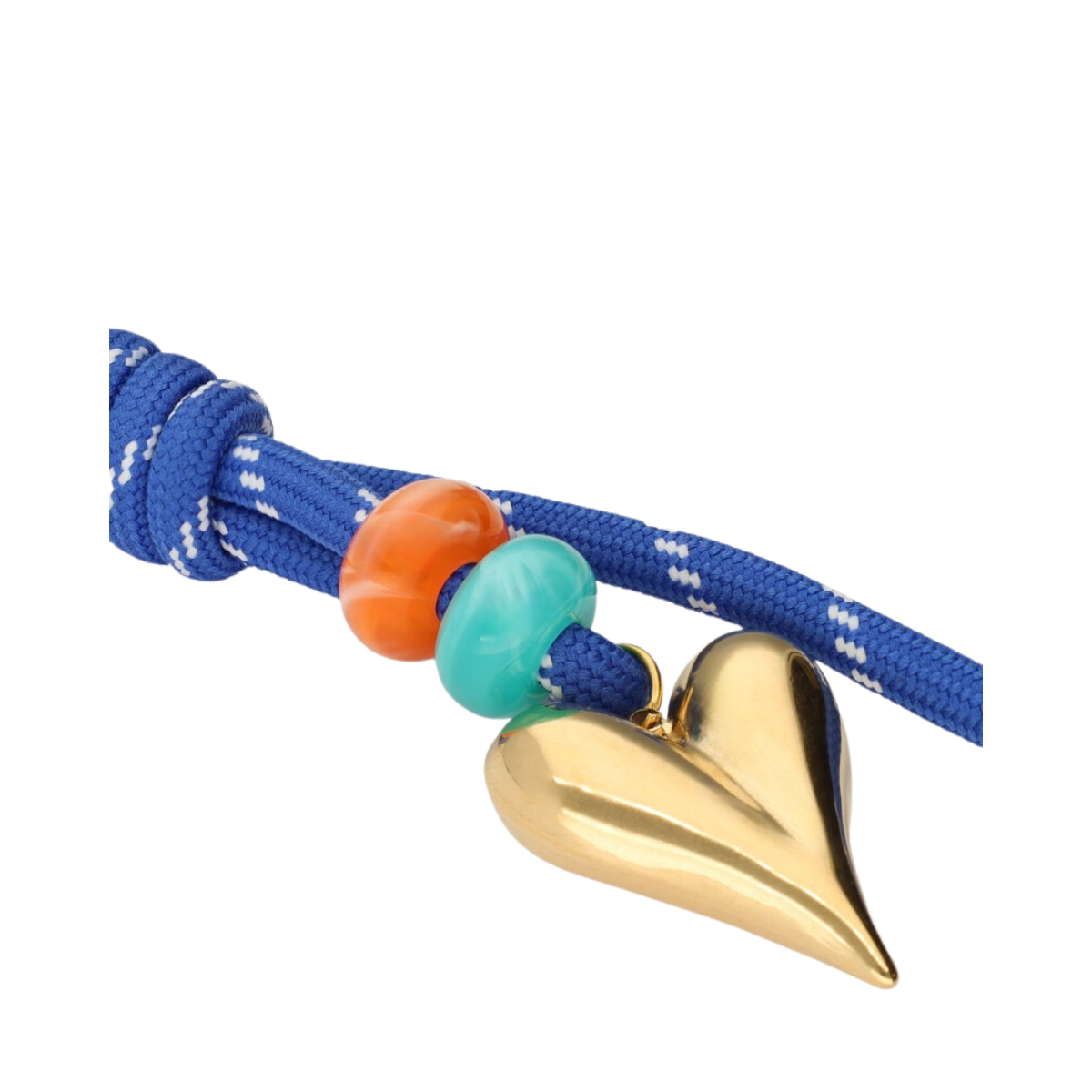 Key Chain Heart Blue Cord - Gold