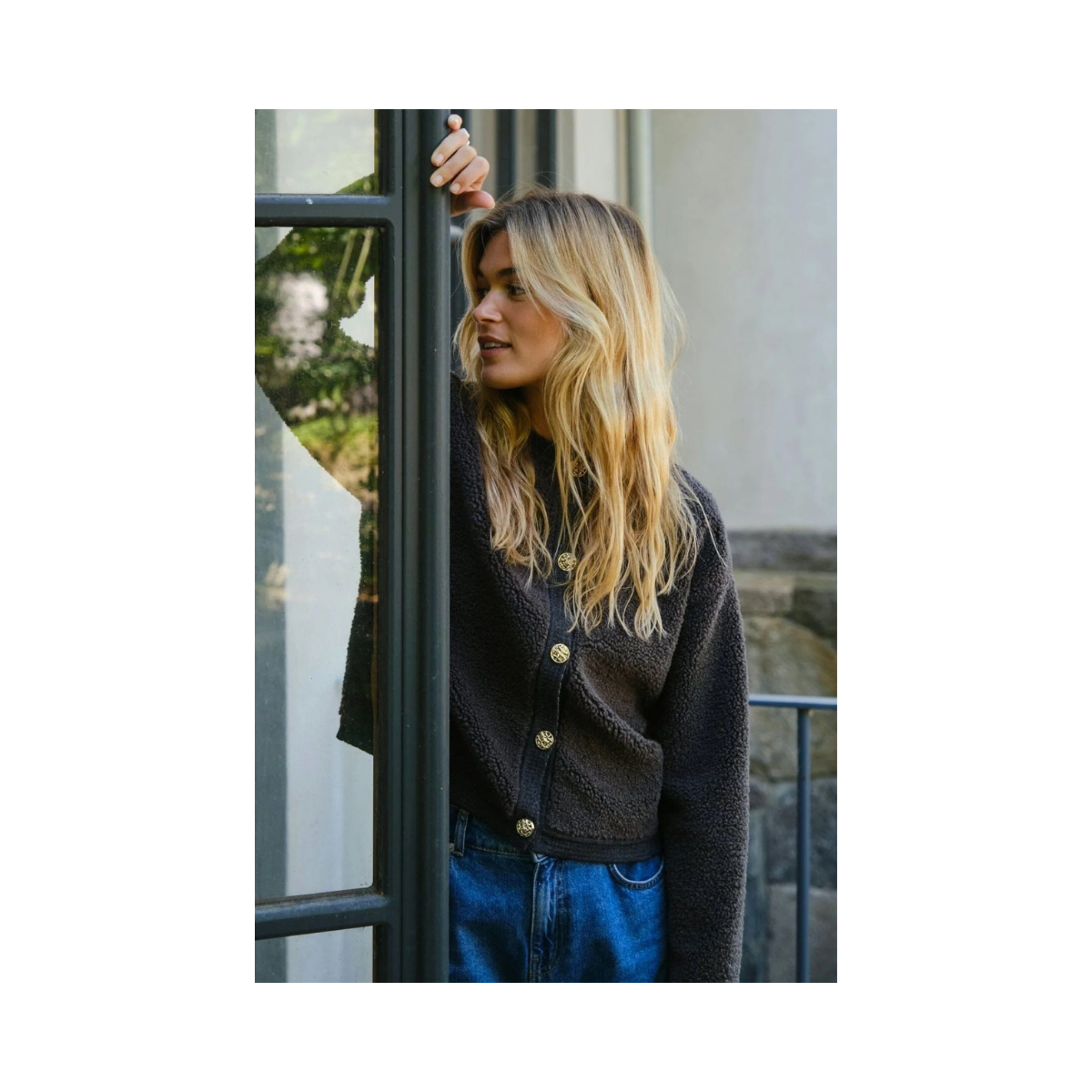 Limo Fluffy Knit Cardigan - Grey