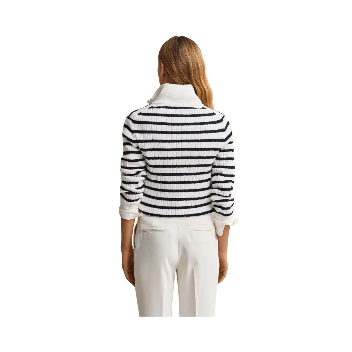 Stretch Cotton Cable Stripe Hz - 113 Eggshell