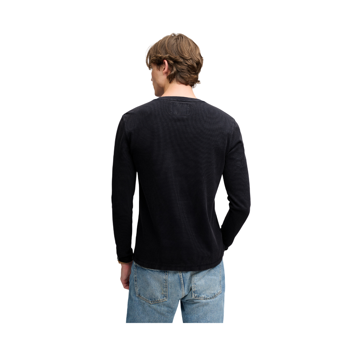 Waffle Long Sleeve Henley Top - French Blue
