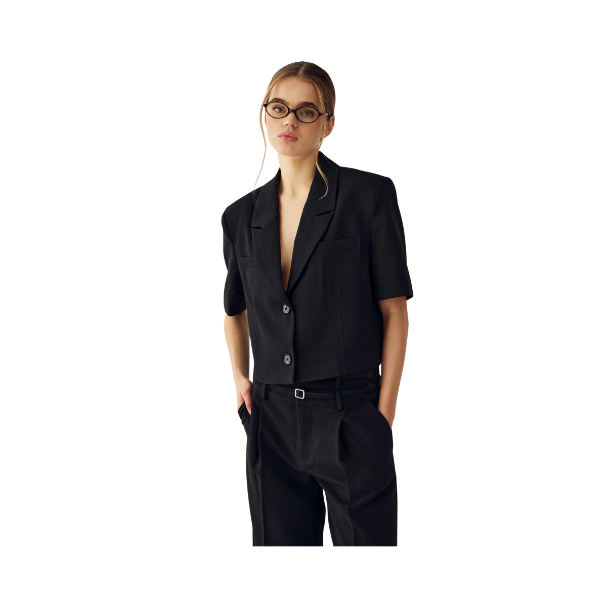 Leanne Crop Blazer - Black