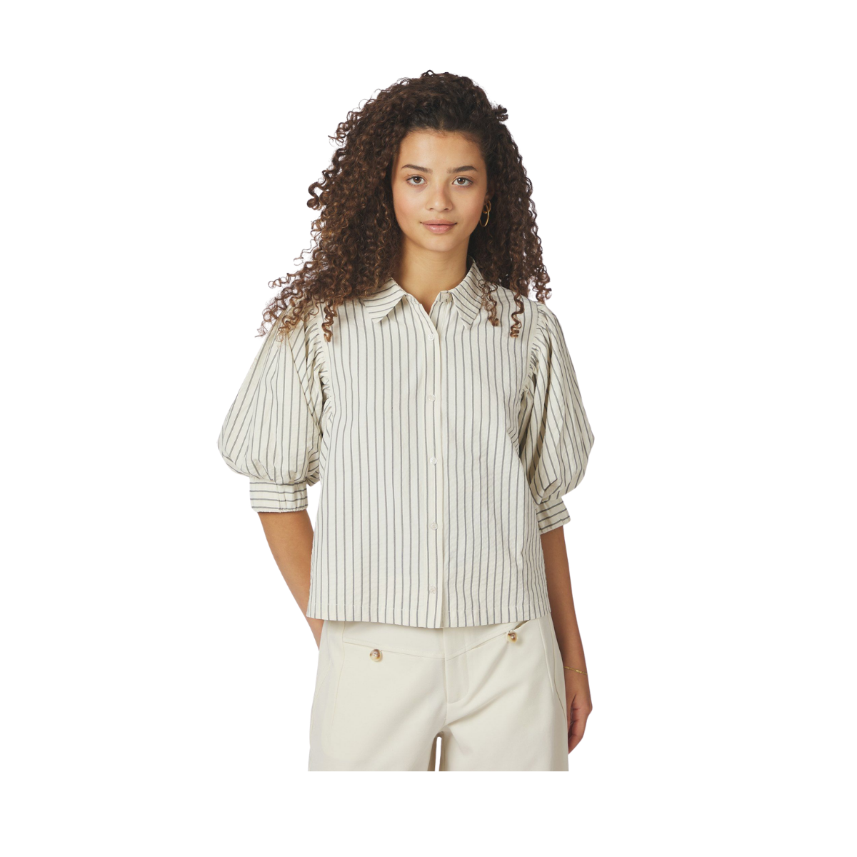 Etta Slim Stripe Shirt - Off White