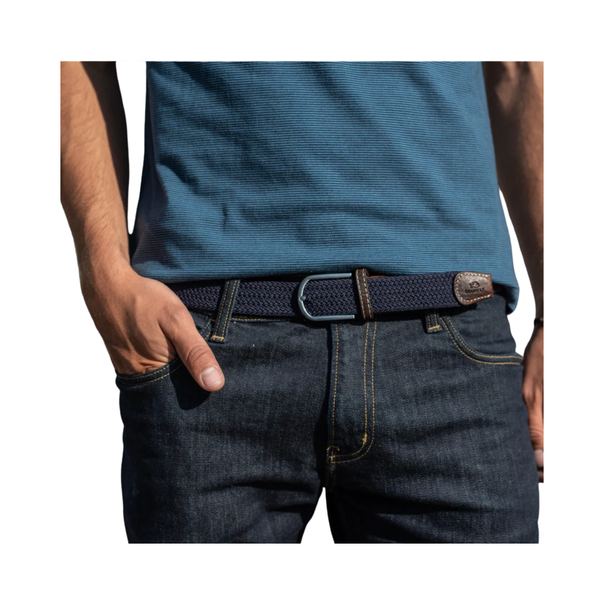 WOVEN ELASTIC BELT - Navy Blue