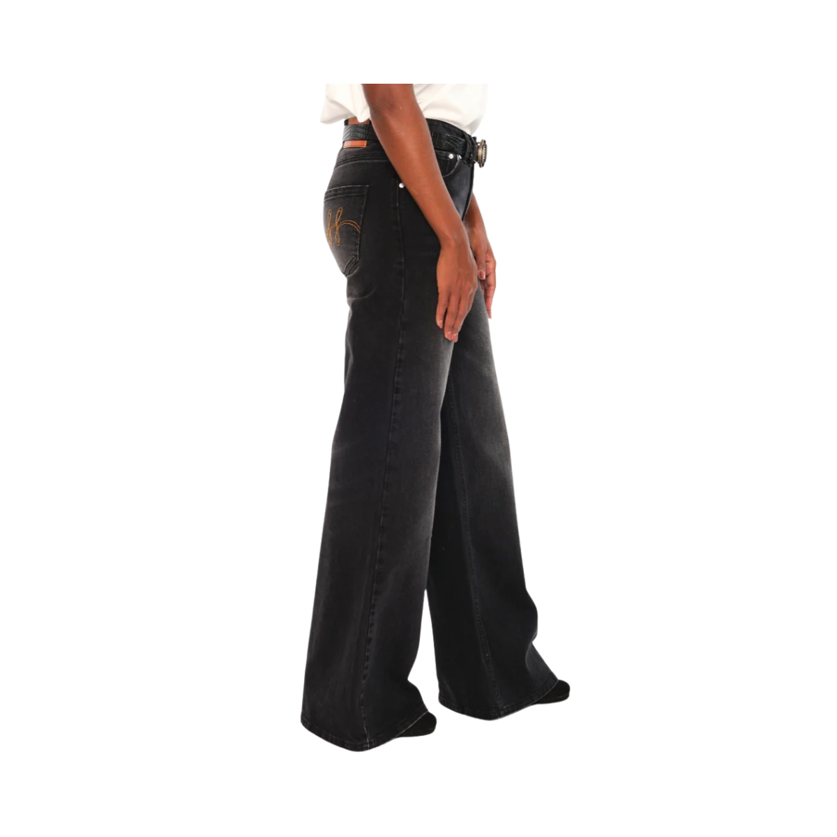 Irina Wide Leg - Medium Wash Black Denim