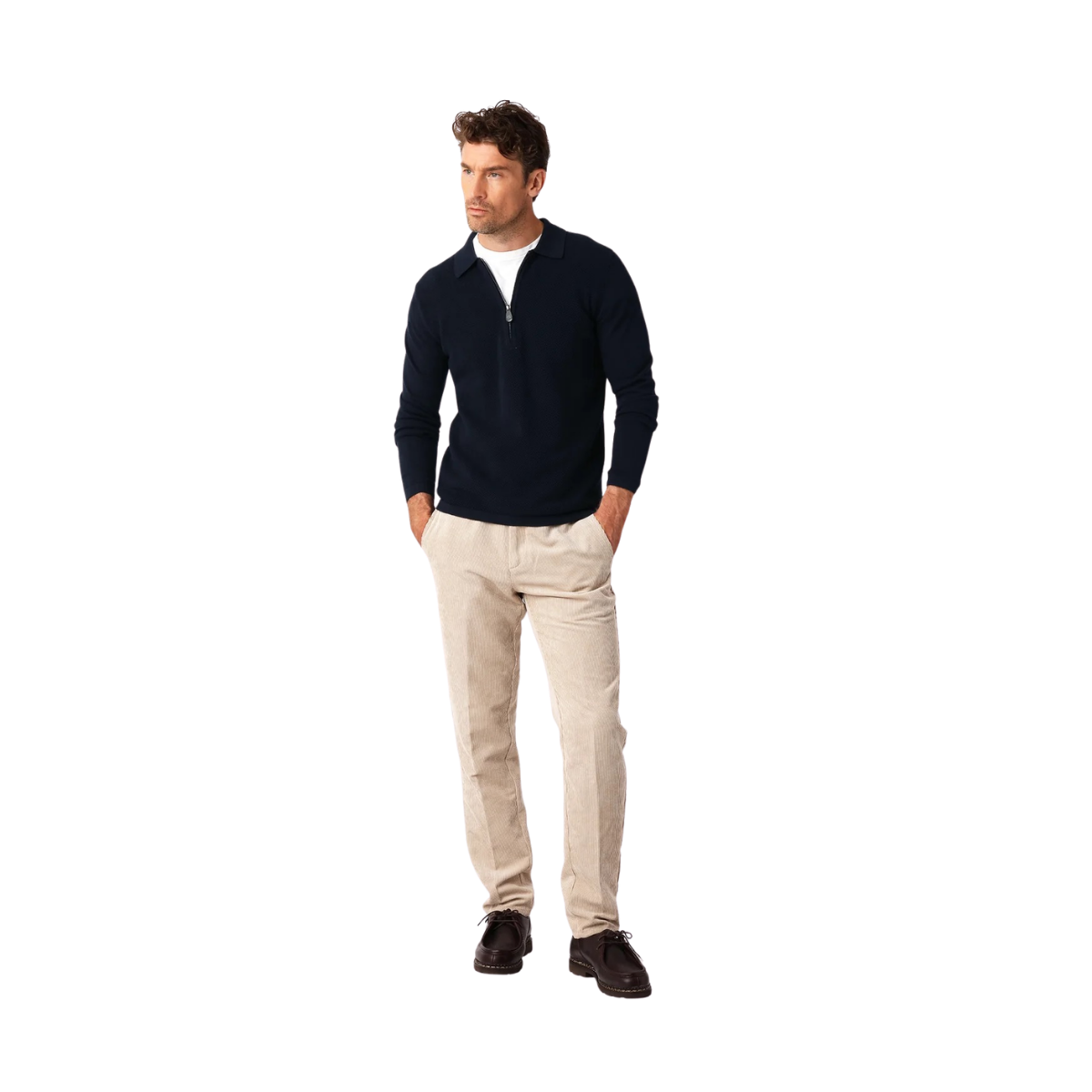 Cotton Half Zip - Navy
