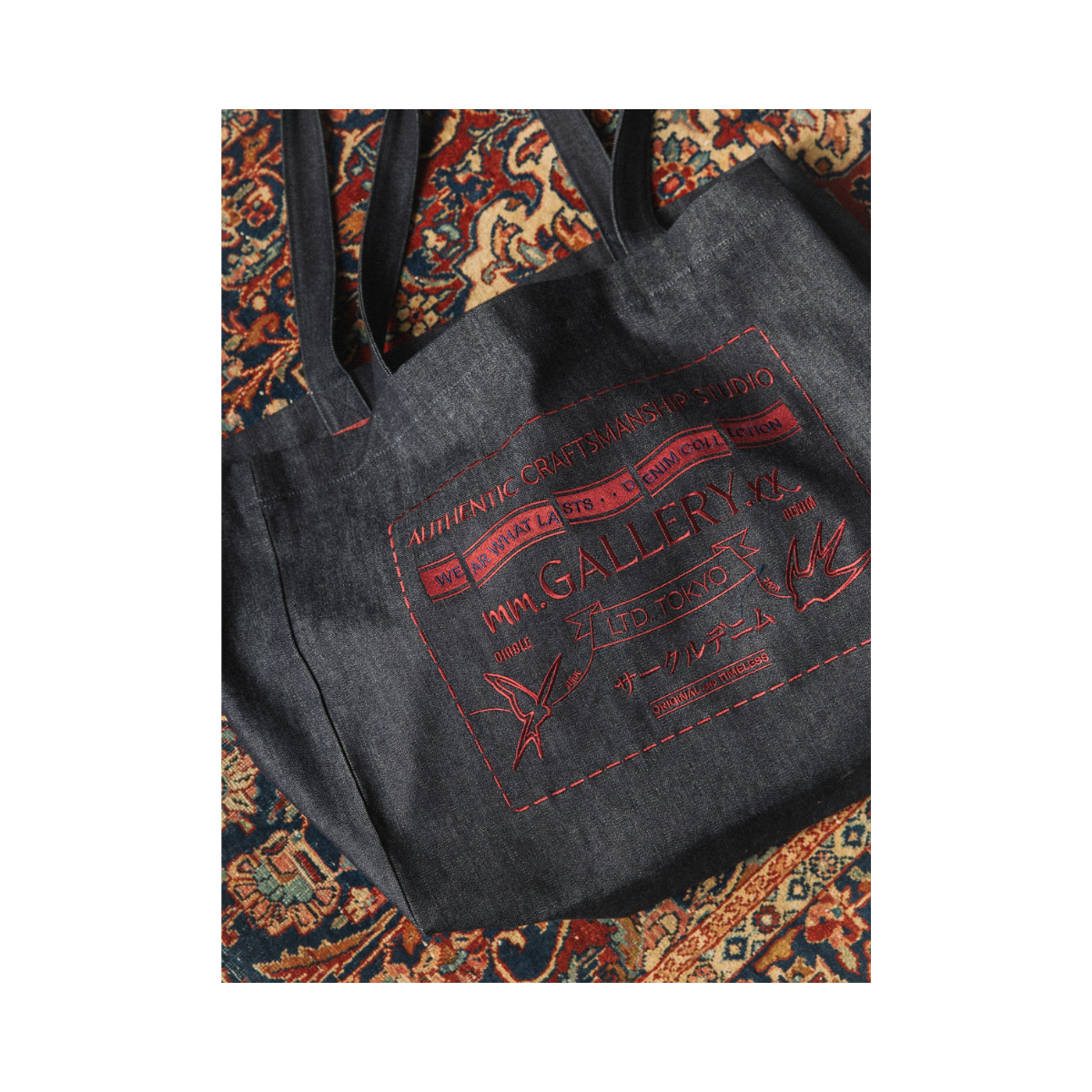 MMGGallery Circle Denim Tote Bag - 460 Indigo Blue
