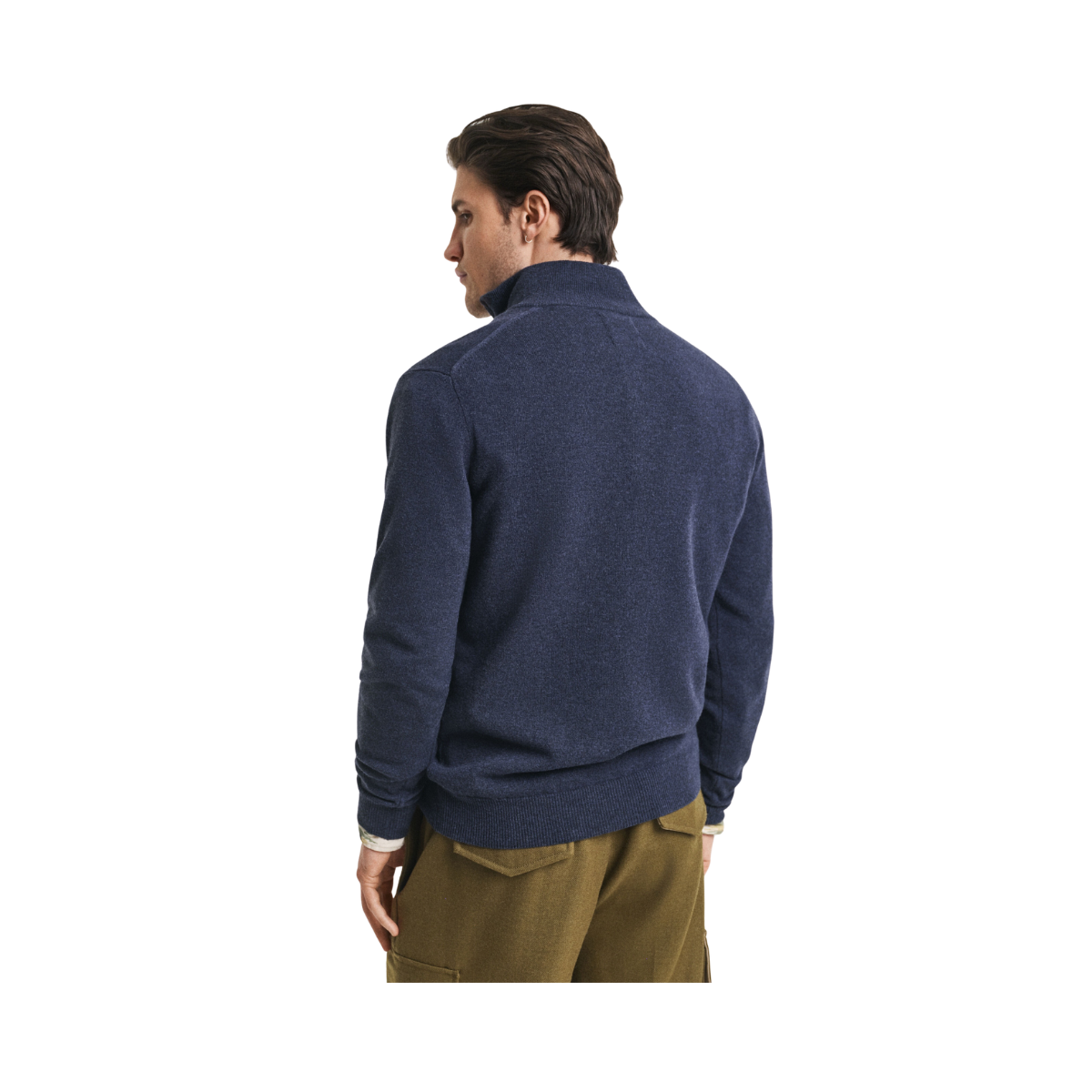 Superfine Lambswool Half Zip - Dark Navy Melange