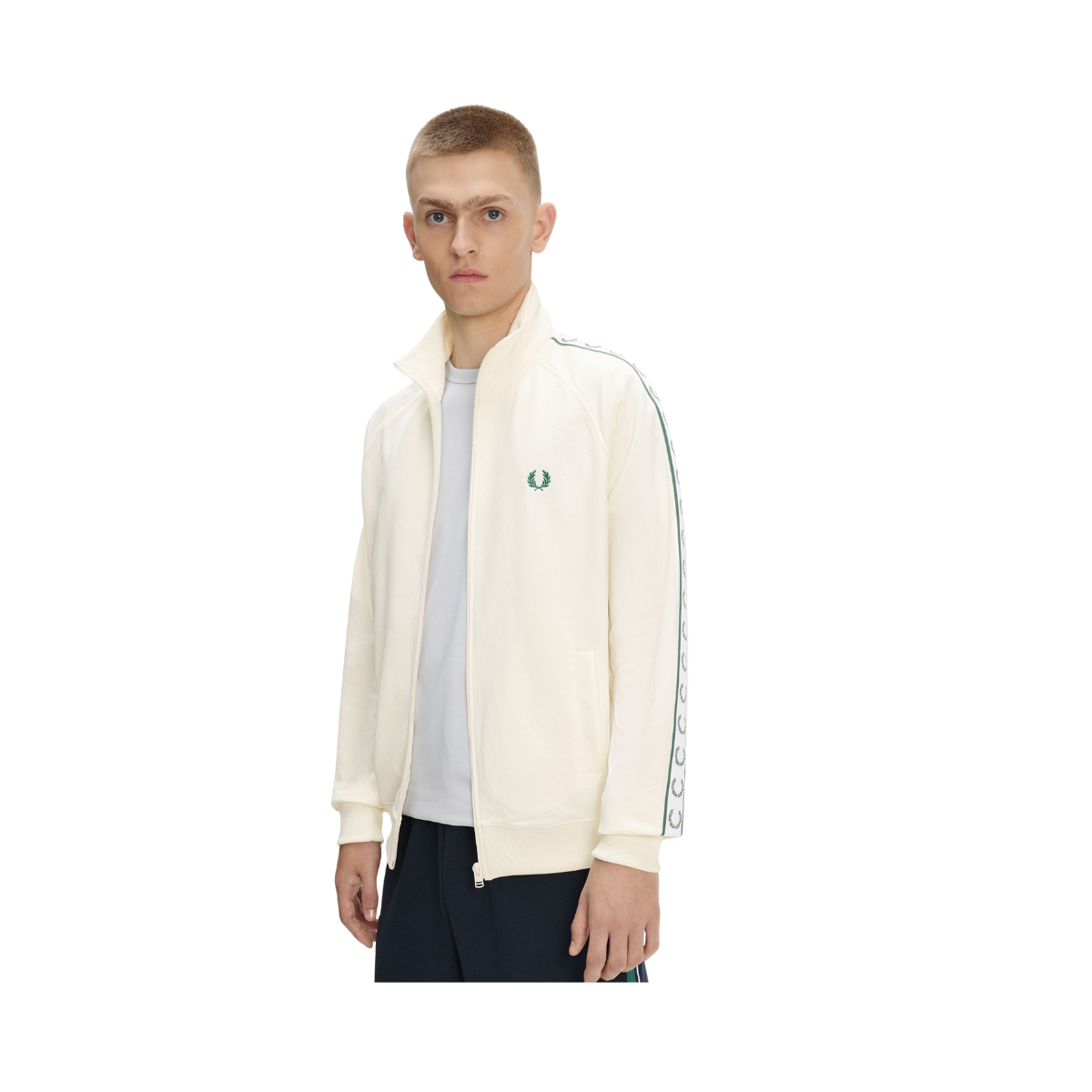 Contrast Tape Track Jacket - Ecru