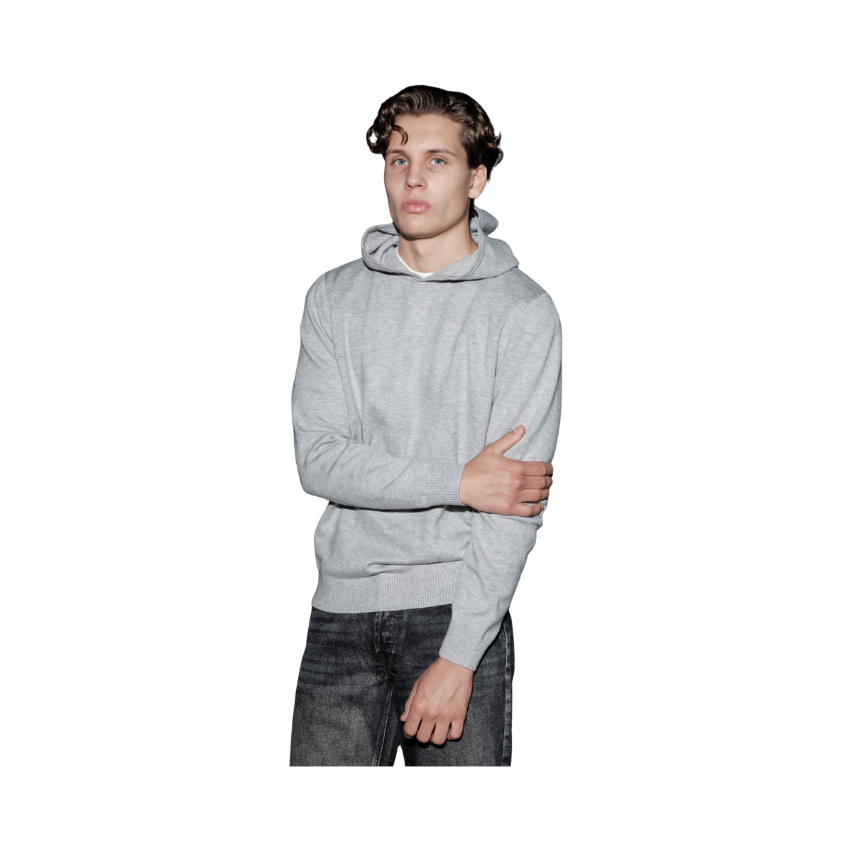 Vincent Knit Hoodie - Light Grey