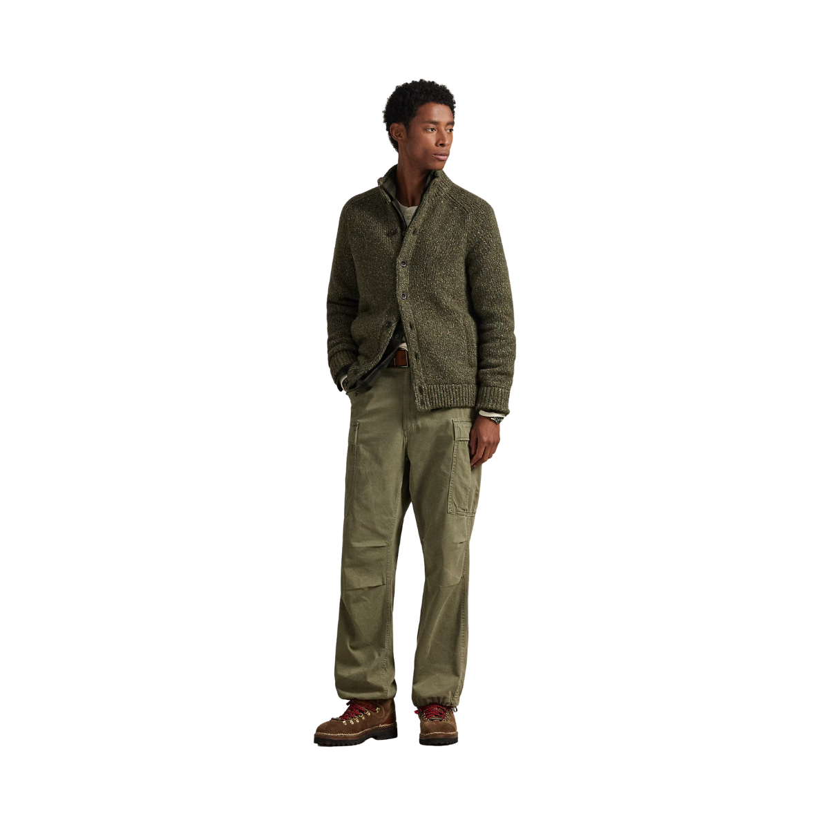 Long Sleeve Cardigan - Olive Marl