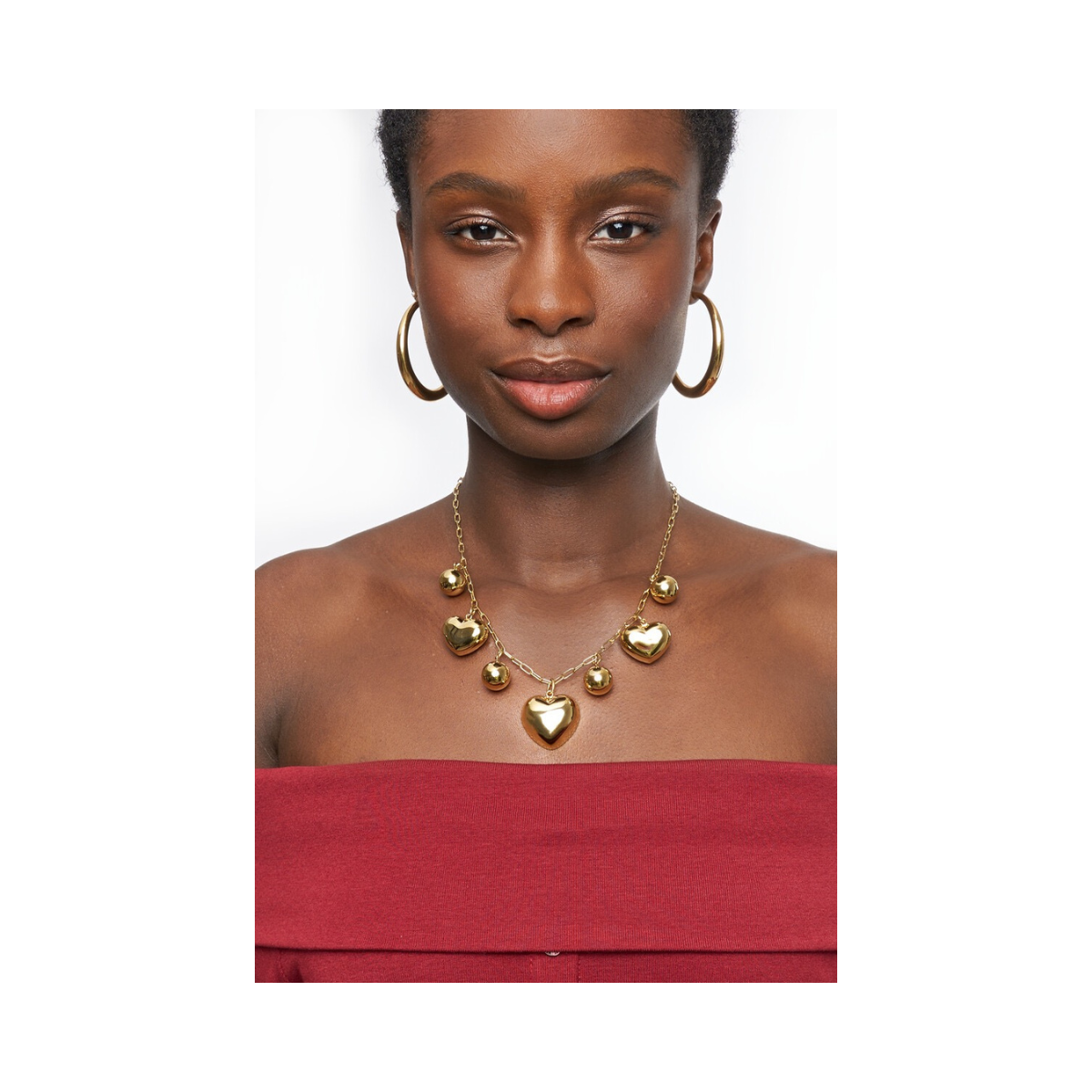 Necklace big hearts & dots - 1200 Gold