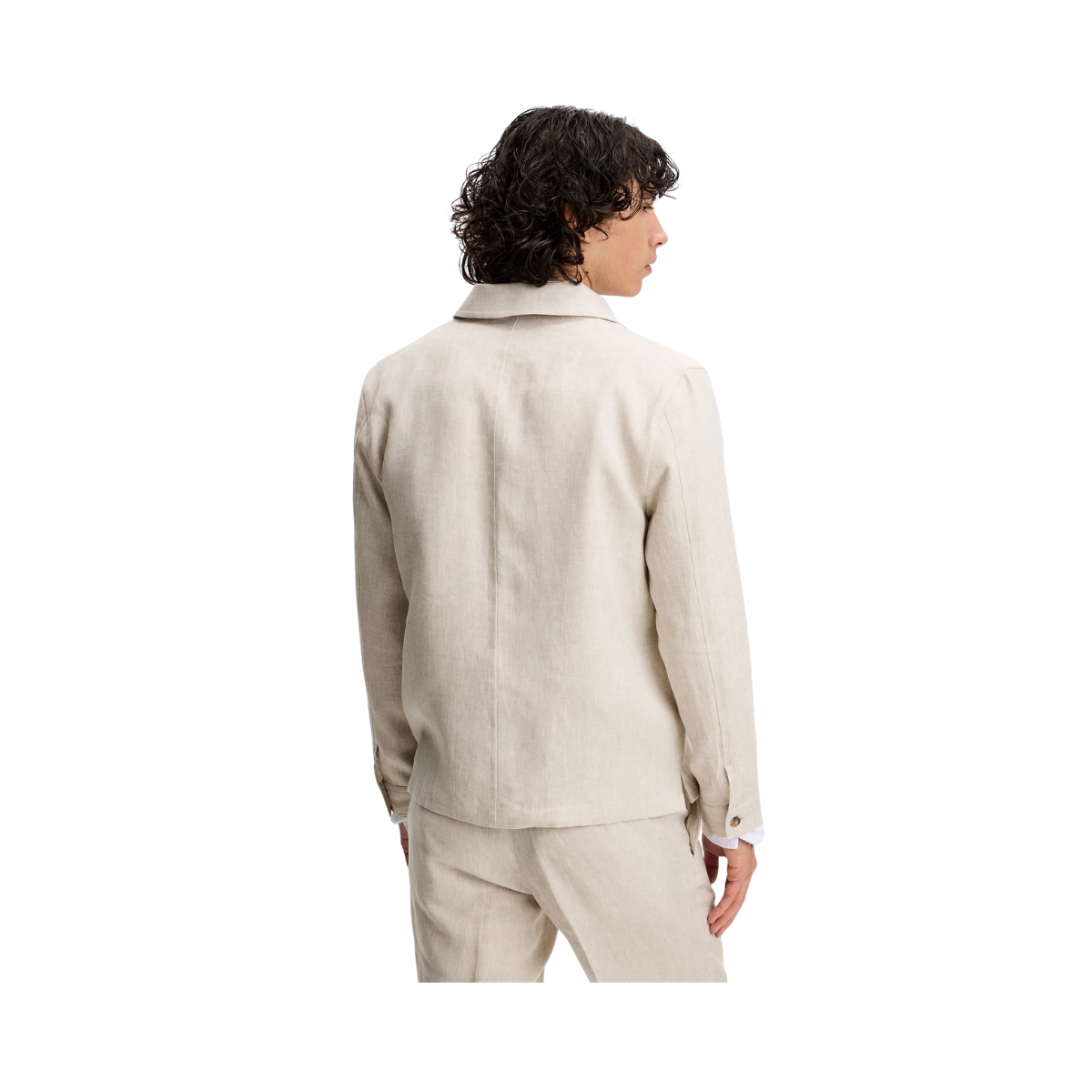 Julius Drape Linen Overshirt - Moonbeam