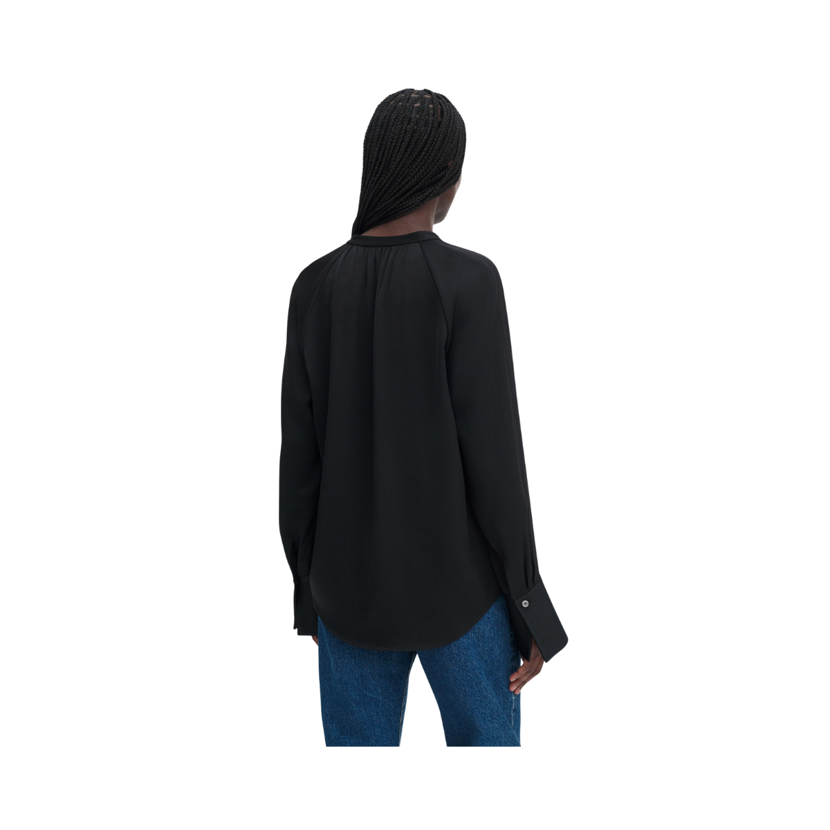 Gathered Raglan Blouse - Black