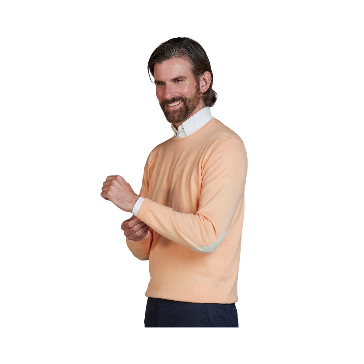 Crew Neck Knit E-Patch - Light Orange