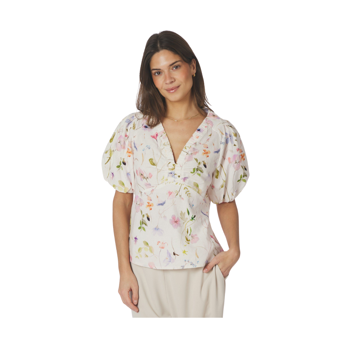 Irina Flower Blouse - Off White