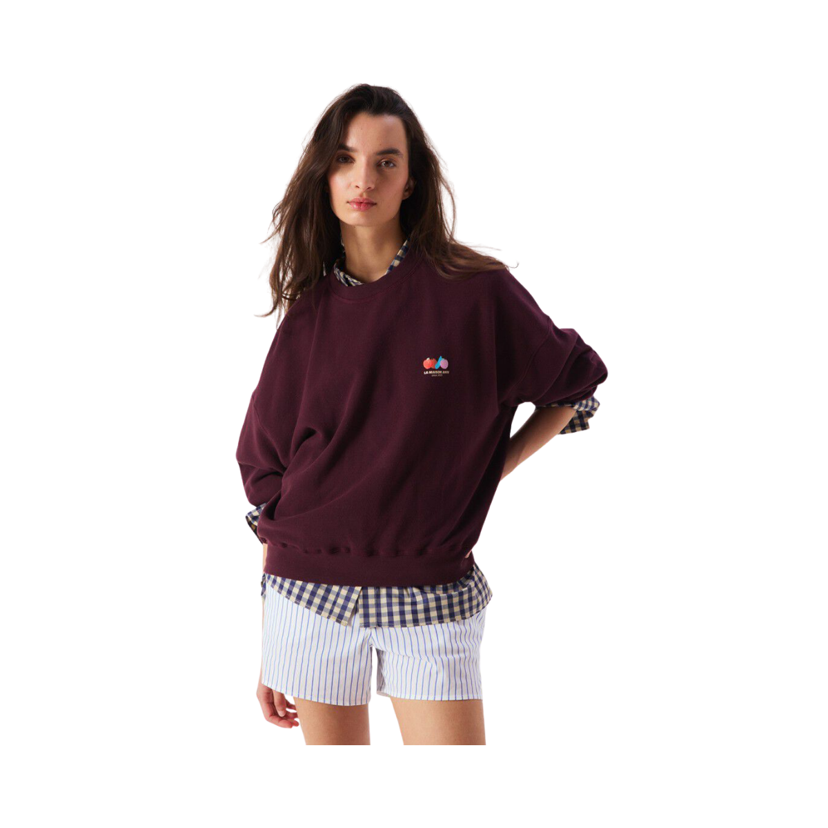 Sweat Ample Ml Col Rond - Lie De Vin