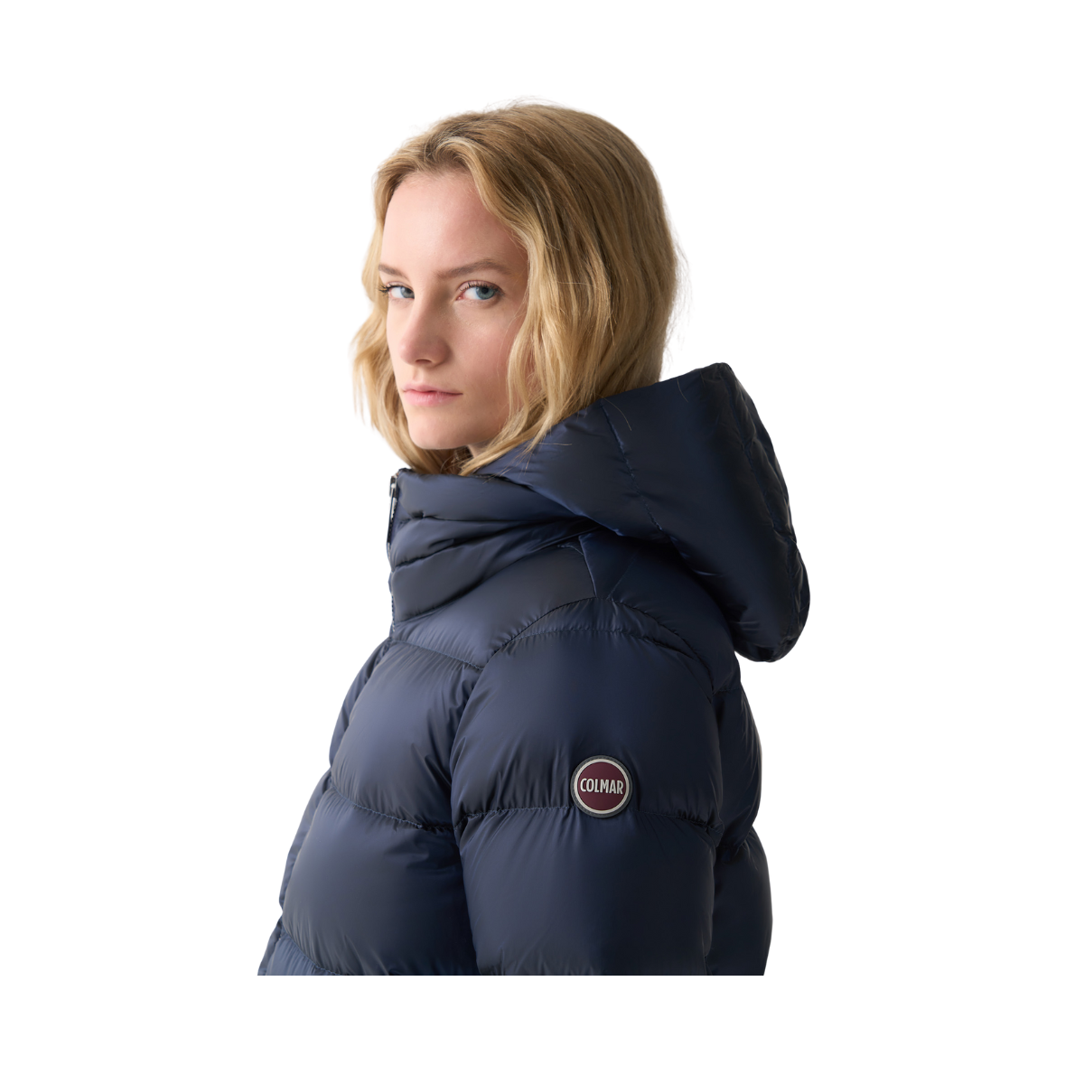 Ladies Down Jacket with Detachable Hood - 68 Navy Blue