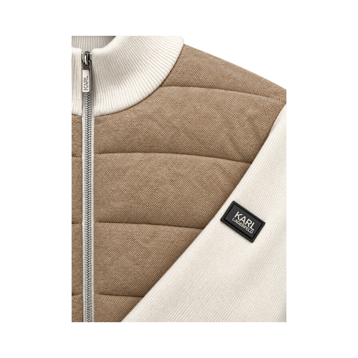 Knit Zip Jacket - White / Beige
