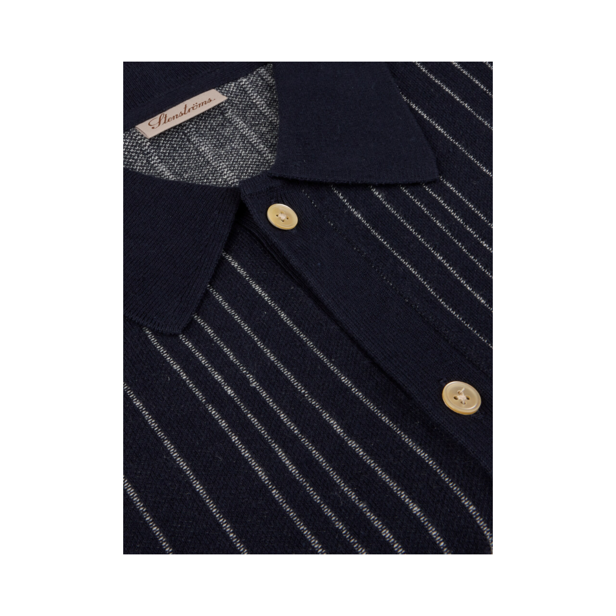 Polo Shirt Knitted Striped - Navy stripe