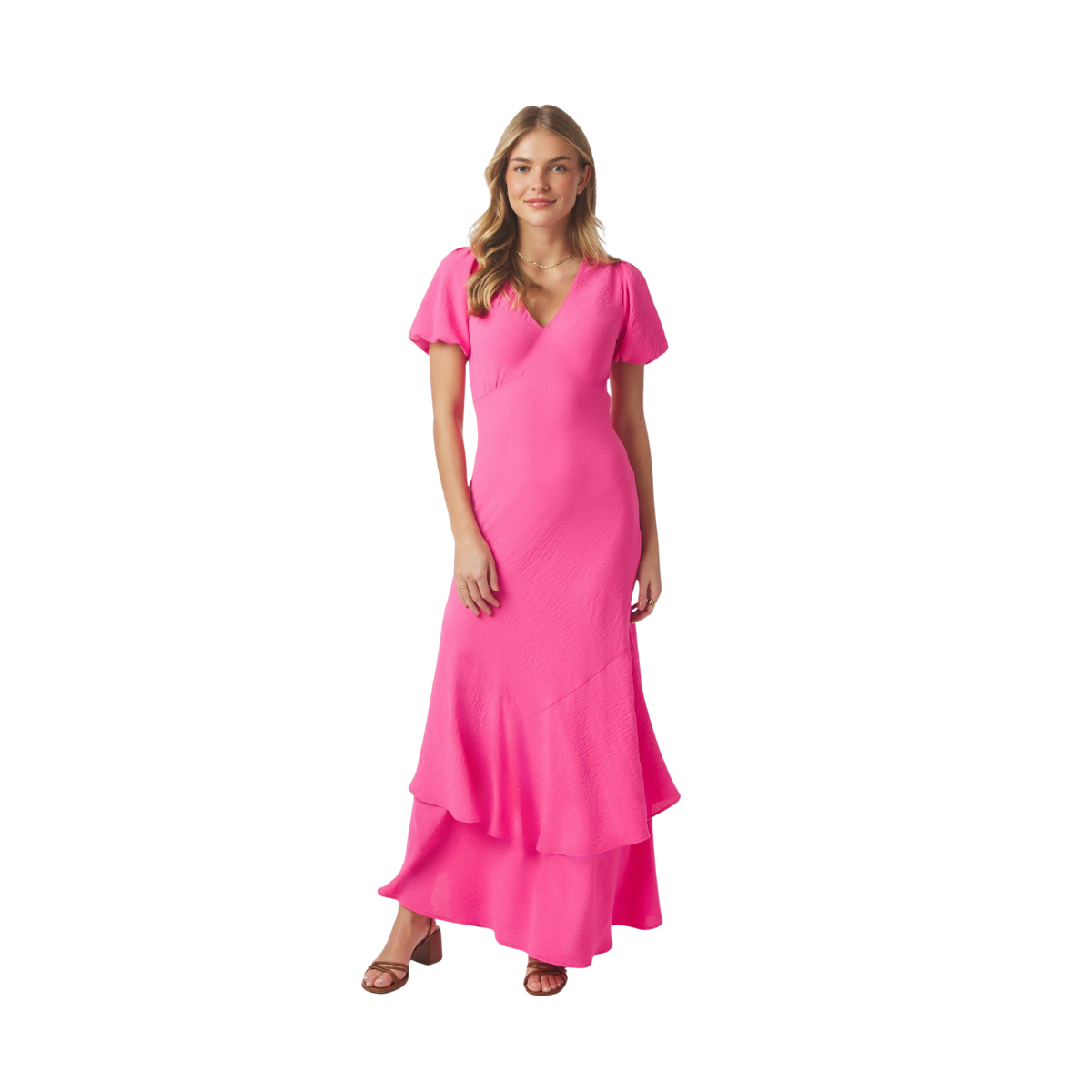 Dariah Structure Solid Dress - Pink