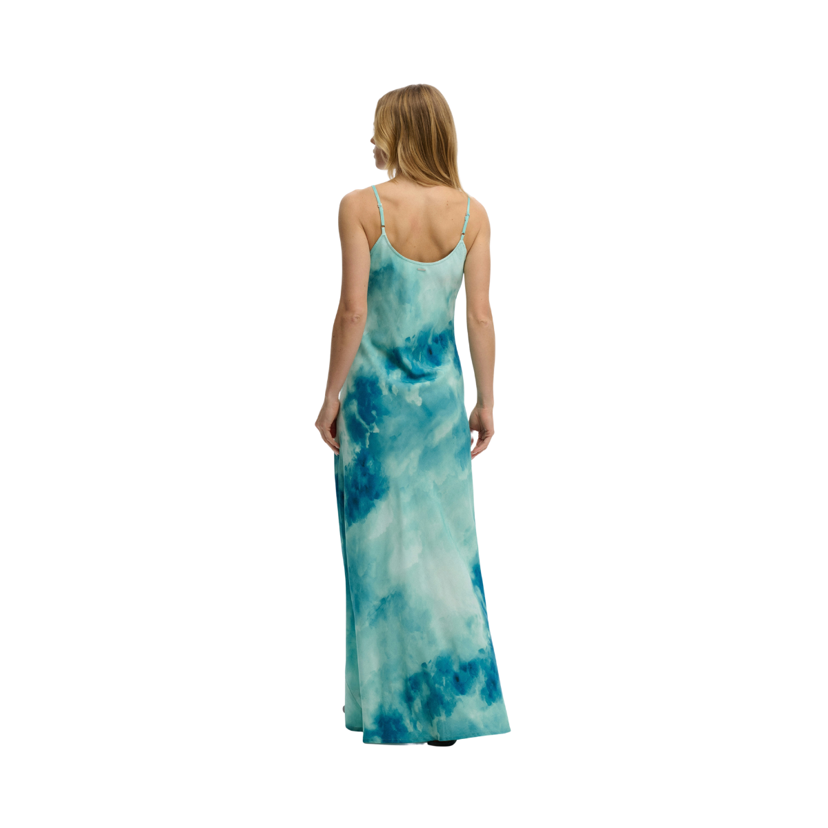 Printed Maxi Slip Dress - Sage Sky Blue