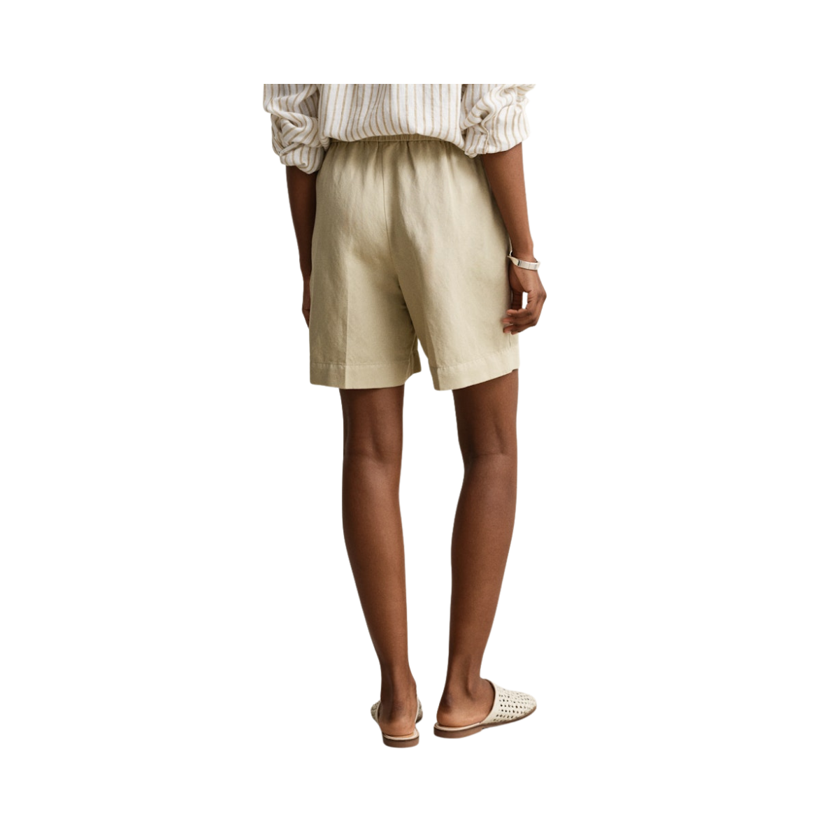 Linen Blend Pull On Shorts - 200 Oat Beige