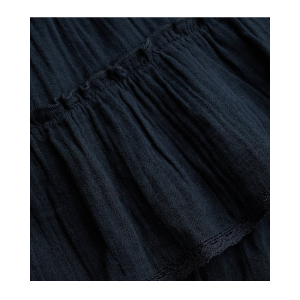 Cheesecloth Tiered Mini Skirt - Eclipse Navy