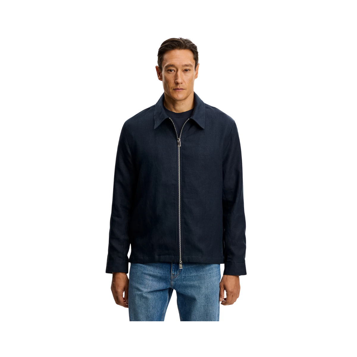 Julius Drape Linen Overshirt - JL Navy