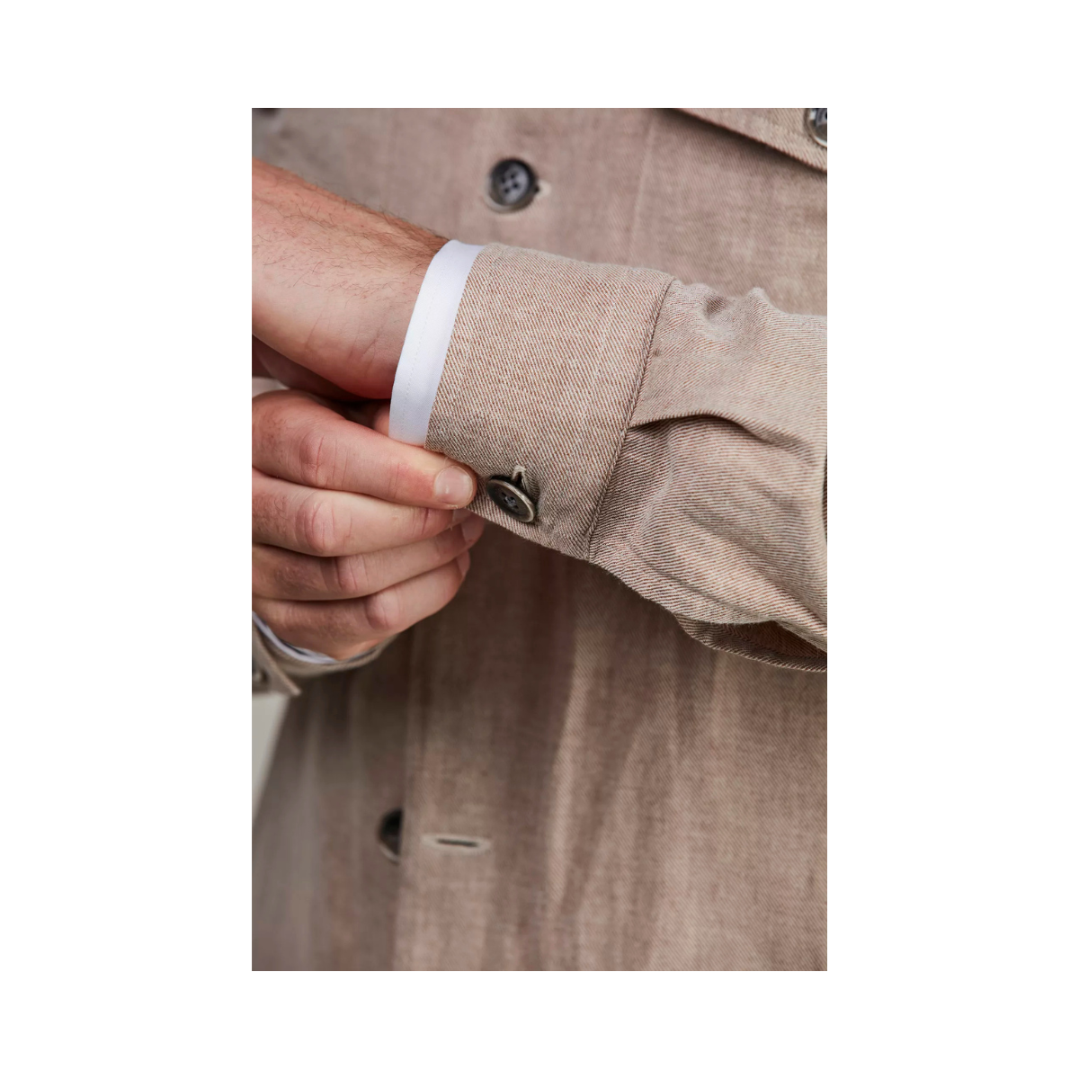 LINEN TWILL OVERSHIRT - 63 LT BROWN 63