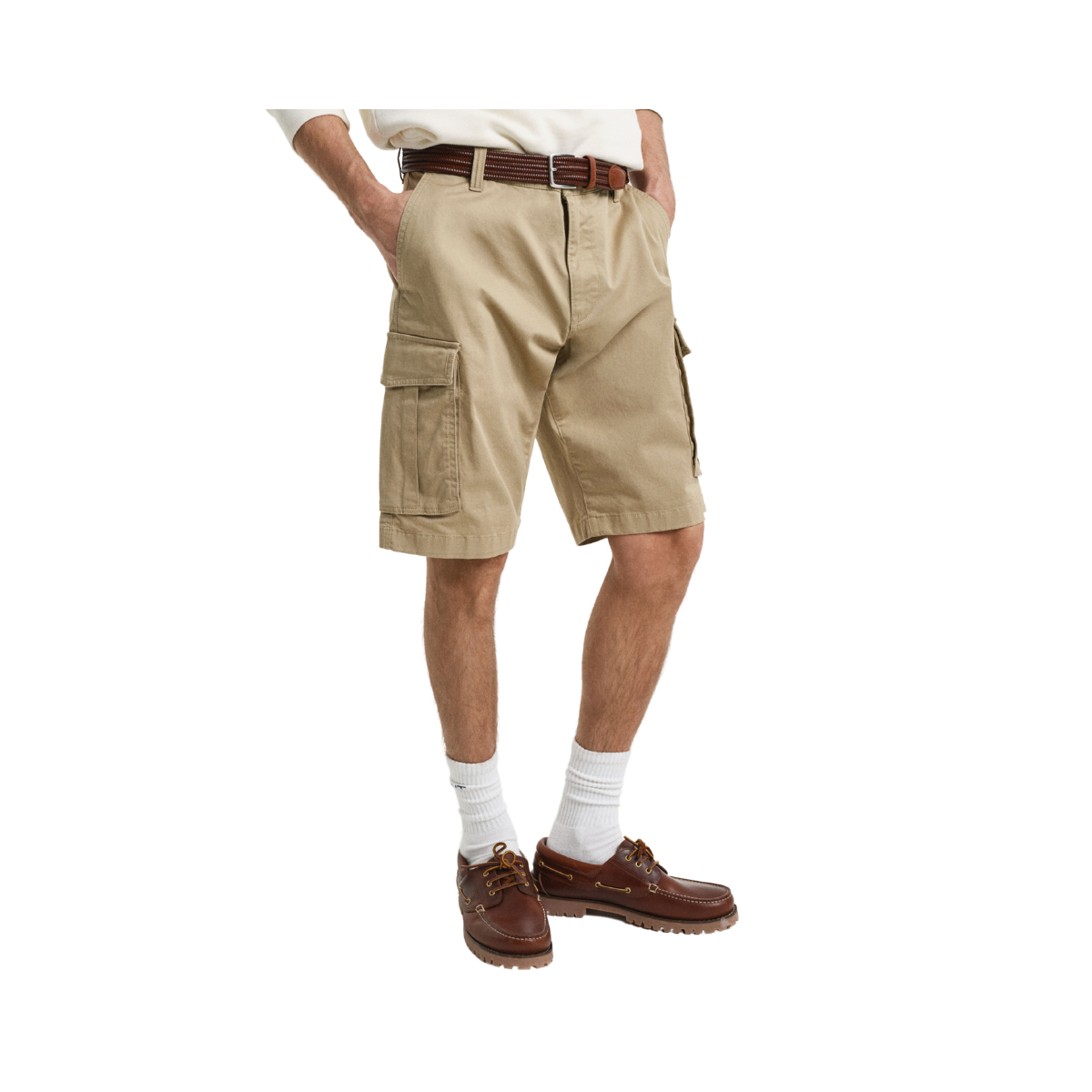 Relaxed Twill Cargo Shorts - Dark Khaki