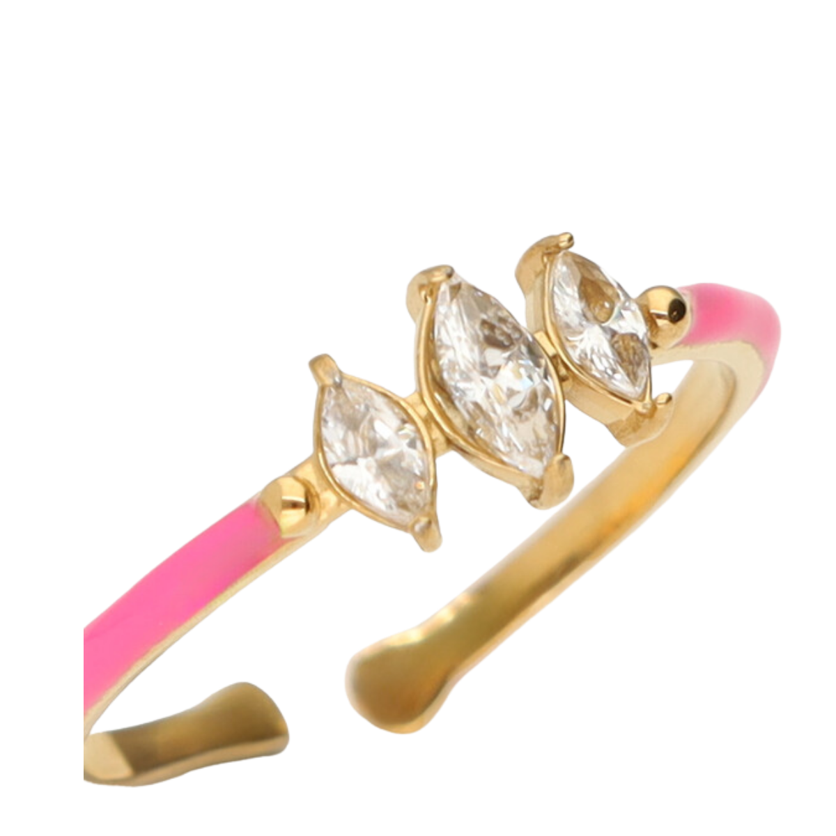 Ring Fine Pink 3 Strass - Gold
