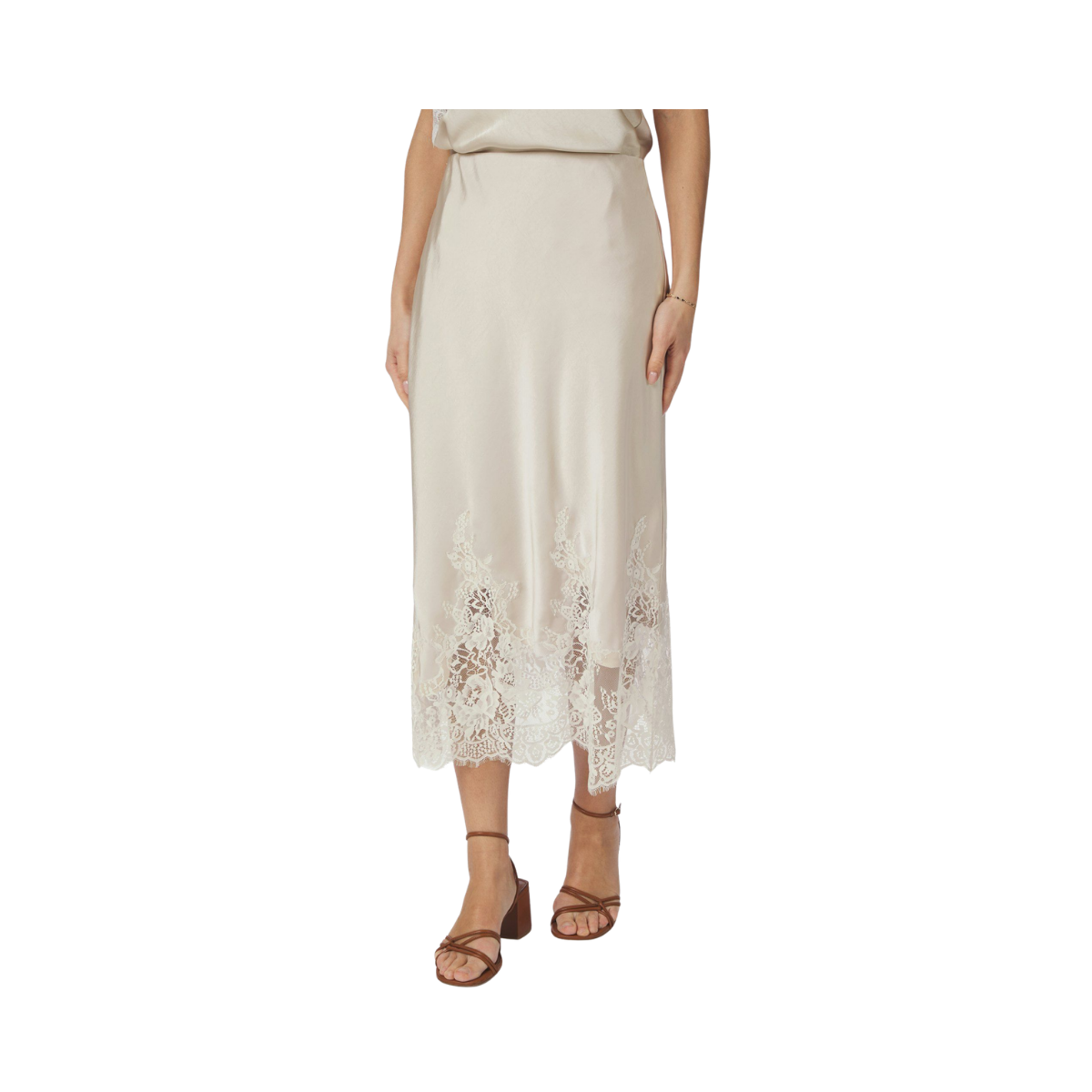 Yelina Heavy Sateen Skirt - Champagne