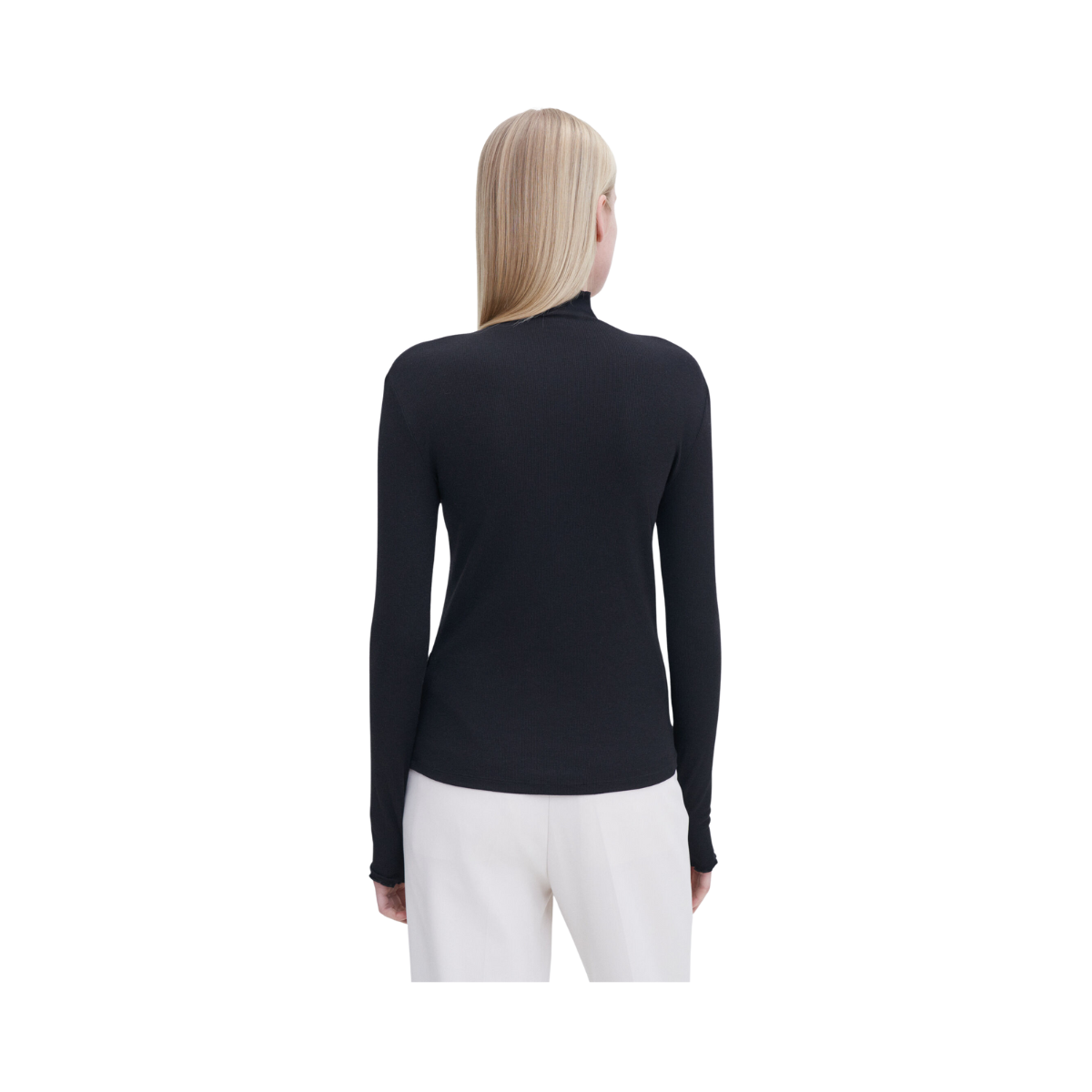 Rib Mock Neck Top - Black