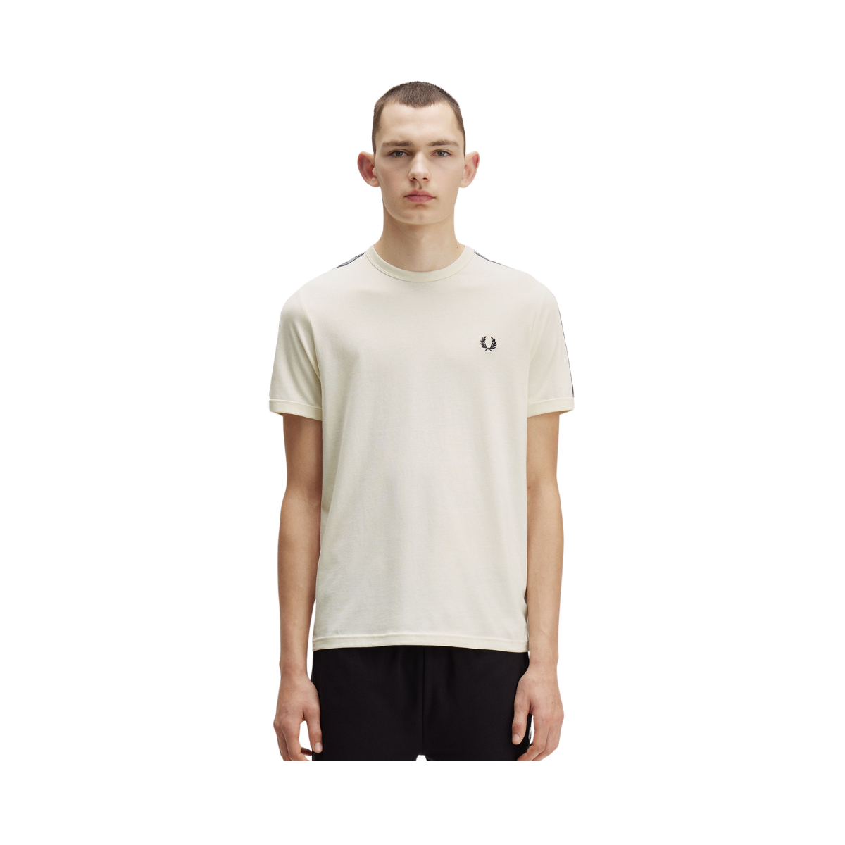 Contrast Tape Ringer Tee - Ecru/Navy
