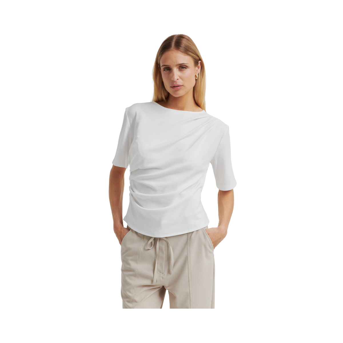 Ulina Drape Tee - 1001 White