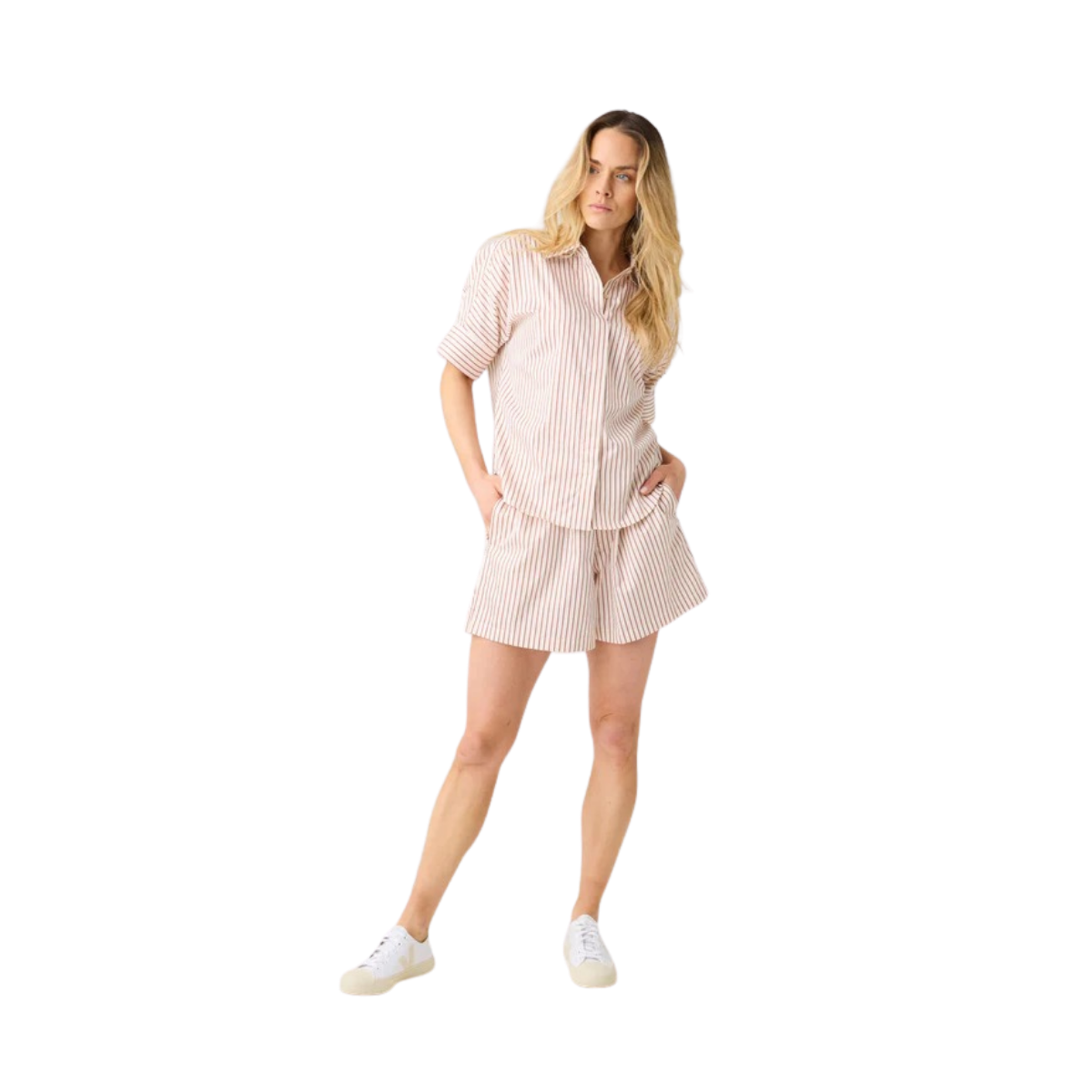 Trace Loose Satin Shorts - Red Stripe